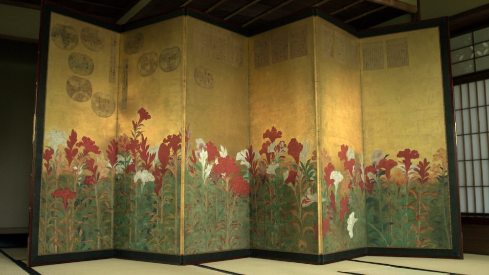 Folding screen of Cockscomb in Teahouse