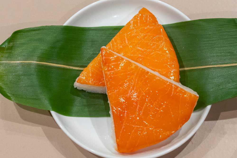 Food replica of masu-zushi (trout sushi)