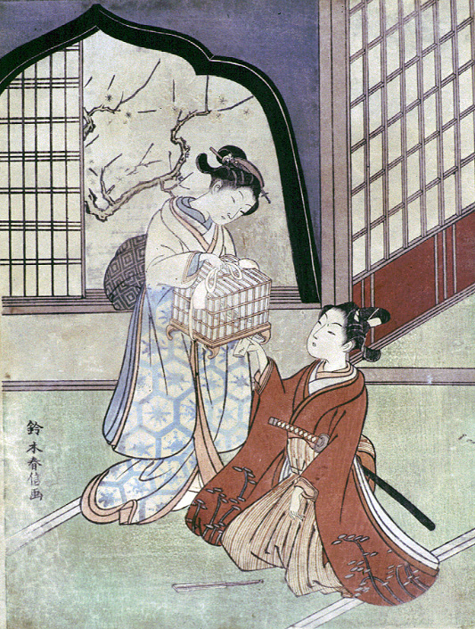 Lovers with a Birdcage by Suzuki Harunobu