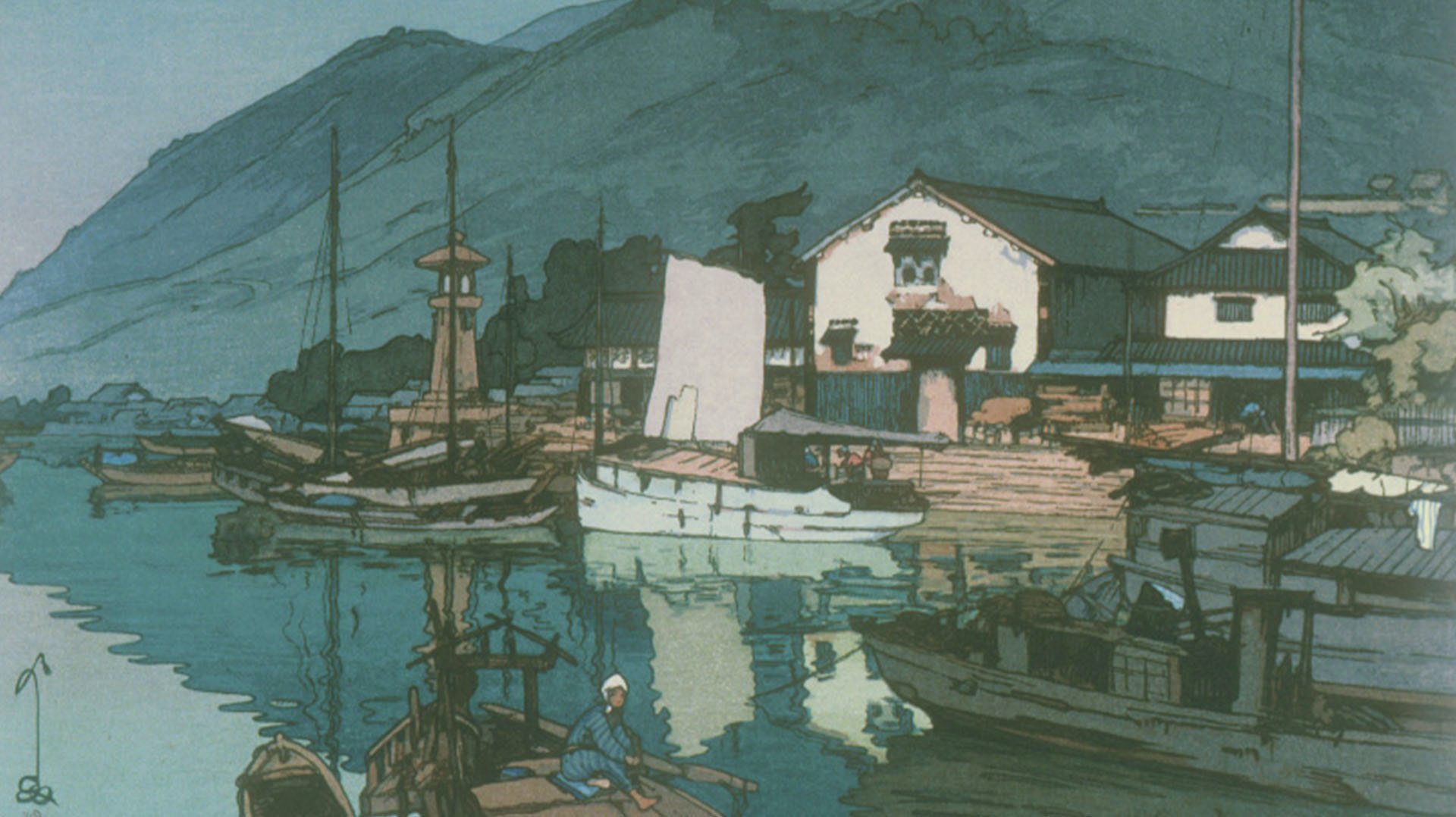 Harbor of Tomonoura by Hiroshi Yoshida