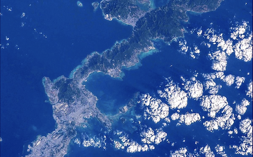 image of Okinawa taken from the sky
