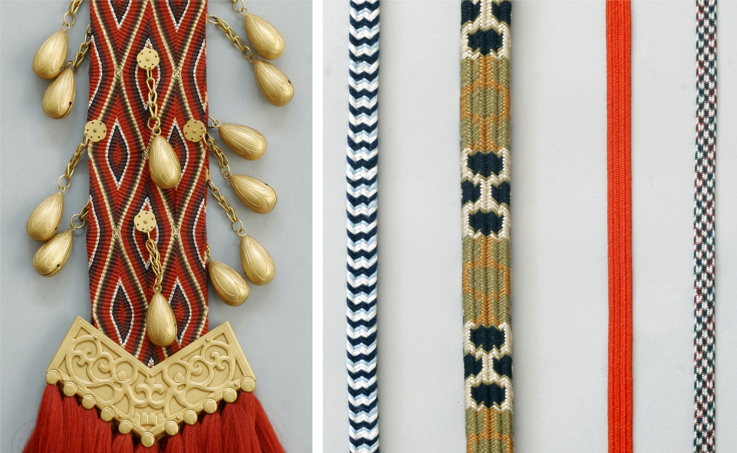 replica of Horyuji beaded sash, Replicas of cords for hanging swords and binding hilts from the Kamakura period