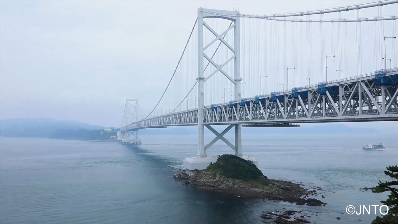 A bridge over an ocean in Awaji Island, Japan