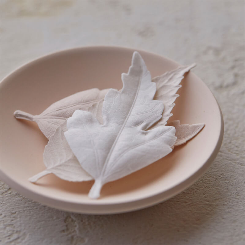 paper incense that comes in elegant monochrome black or white leaf shapes