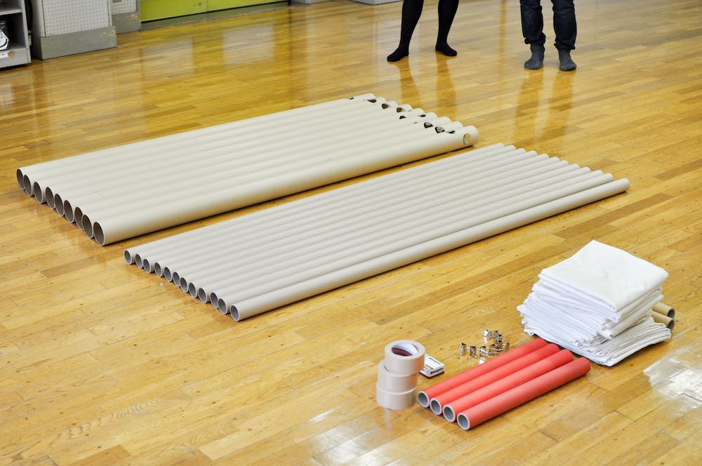 Materials for partitions at evacuation shelter