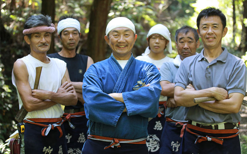 Yoshihiro Yamagishi and his crew of bamboo craftsman