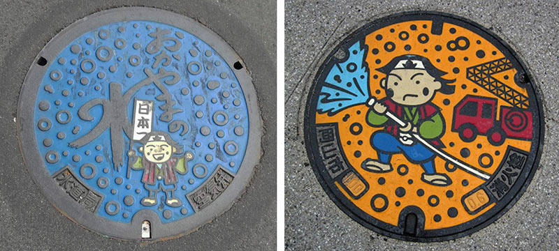 Momotaro manhole covers from Okayama prefecture