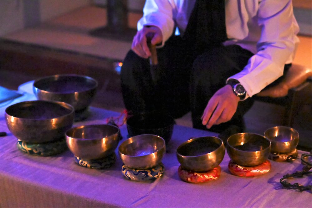 Sound bowls used during sound meditation