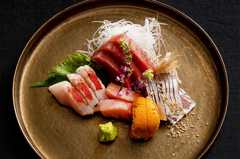 A variety of sashimi on a plate