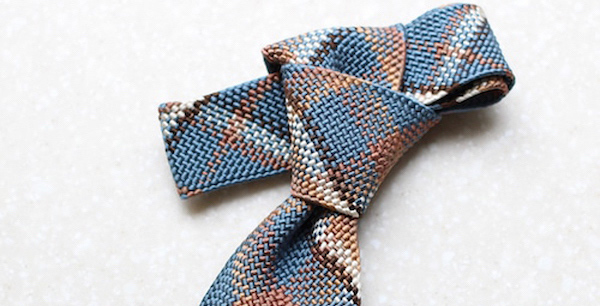 blue and brown kumihimo tie by Domyo
