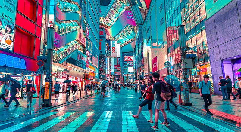 pedestrian crossing in Tokyo, Japan