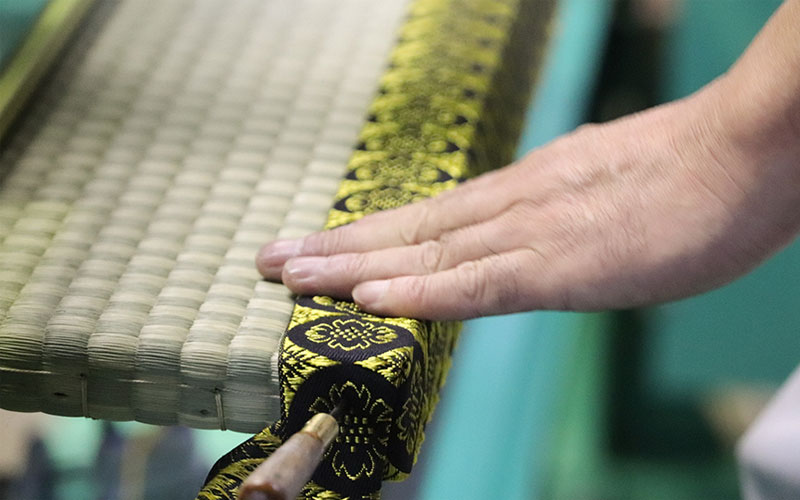 A closeup of a tatami in production