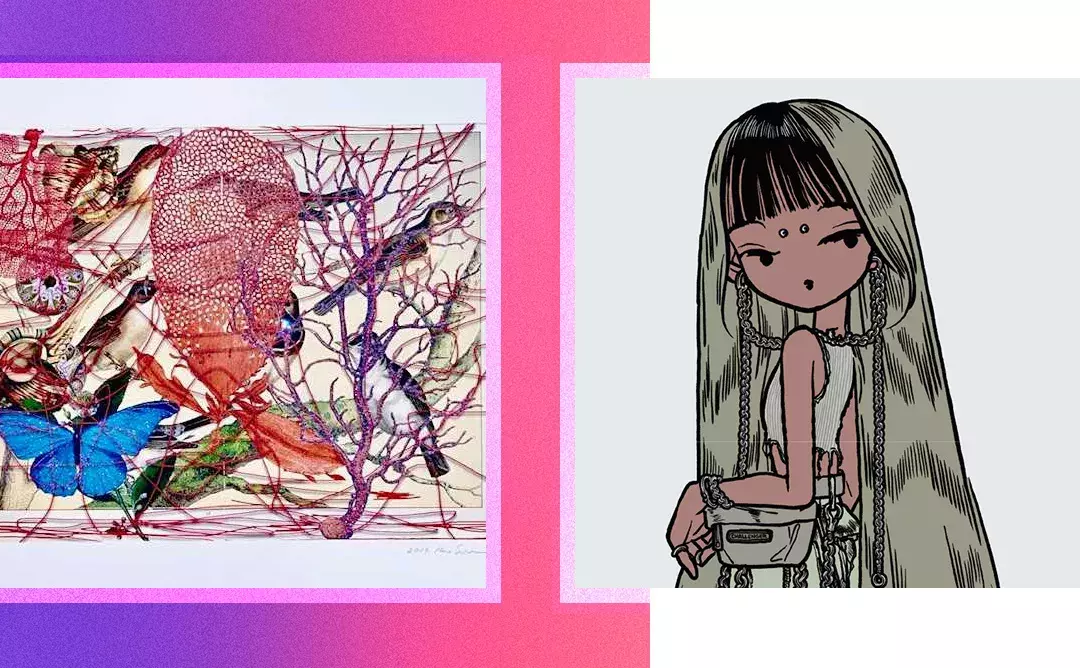 Left: “Tangle” (2016) by Hiro Sugiyama, Right: “Resolution Matryoshka No.006” (2021) by Jenny Kaori