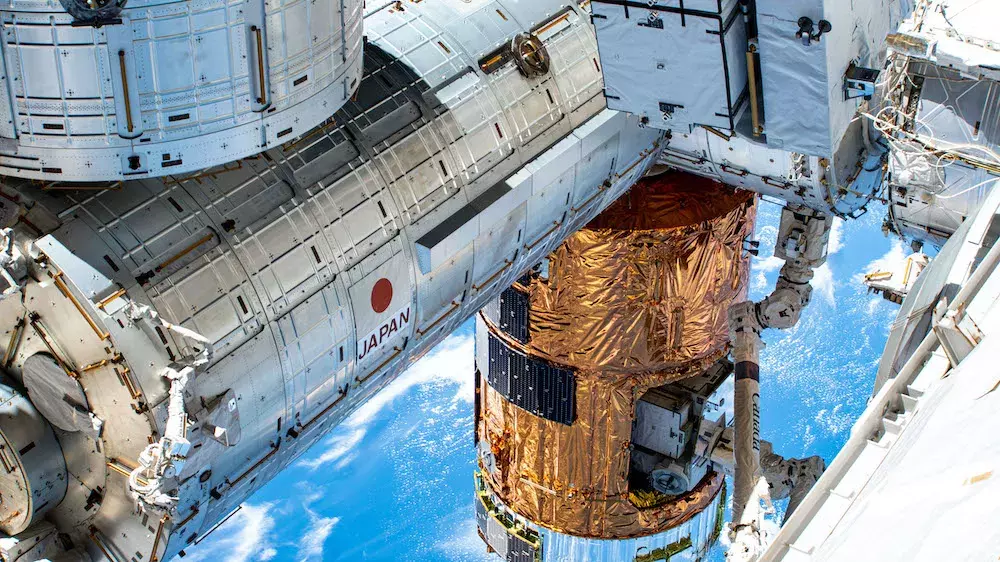 Japanese and Canadian space station components