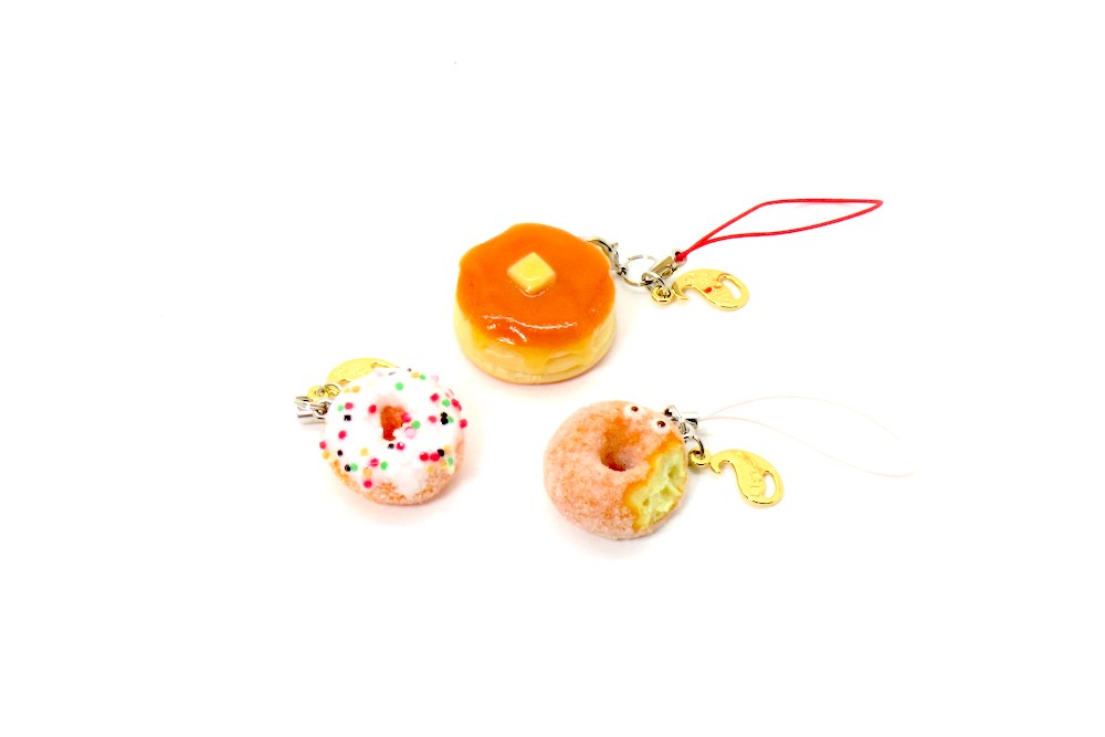 Miniature fake donuts on keychains