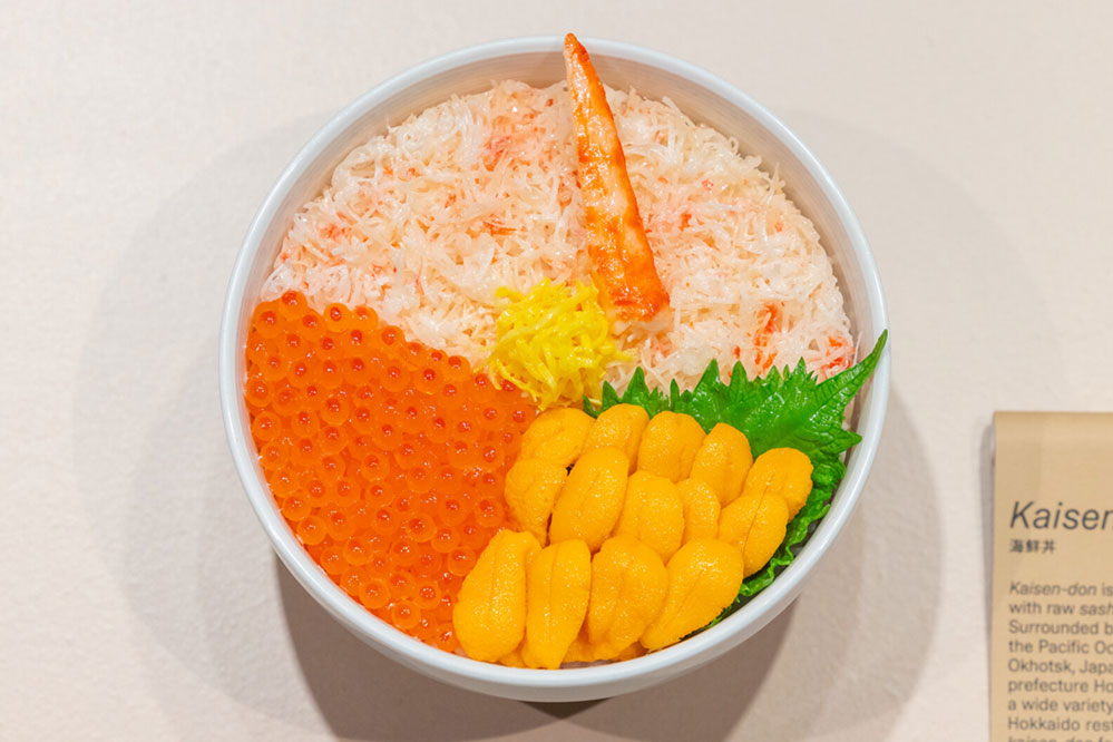 A food replica of Kaisen-don (seafood bowl)